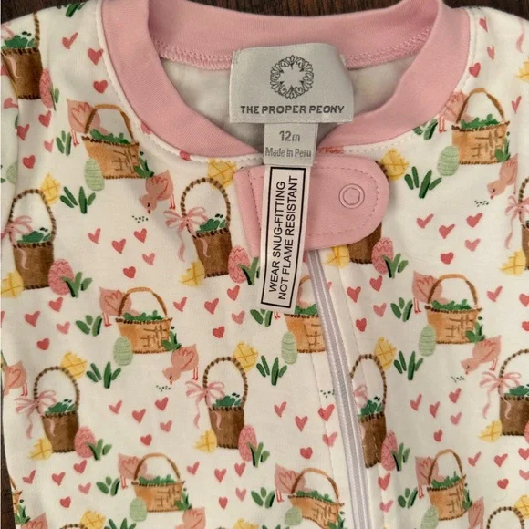 NWOT Proper Peony Easter Zip-up onsie 12M - Picture 2 of 2